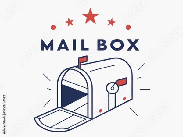 Fototapeta Cute, stylized illustration of a mail box. A simple, hand-drawn vector graphic of a mail box, perfect for branding, logos, or social media posts.