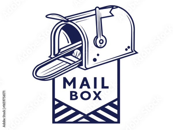 Fototapeta Cute, stylized illustration of a mail box. A simple, hand-drawn vector graphic of a mail box, perfect for branding, logos, or social media posts.