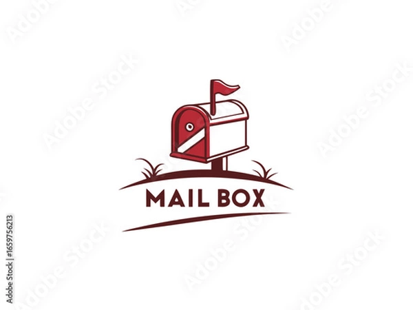 Fototapeta Cute, stylized illustration of a mail box. A simple, hand-drawn vector graphic of a mail box, perfect for branding, logos, or social media posts.