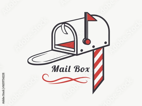 Fototapeta Cute, stylized illustration of a mail box. A simple, hand-drawn vector graphic of a mail box, perfect for branding, logos, or social media posts.