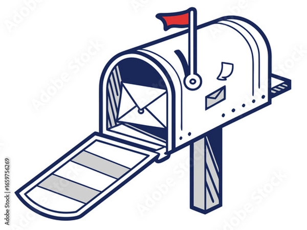Fototapeta Cute, stylized illustration of a mail box. A simple, hand-drawn vector graphic of a mail box, perfect for branding, logos, or social media posts.
