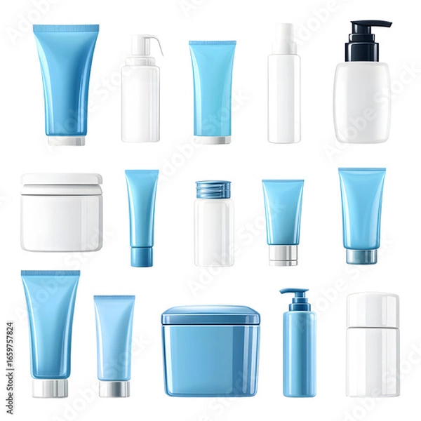 Fototapeta Assortment of Beauty and Hygiene Containers for Personal Care Products