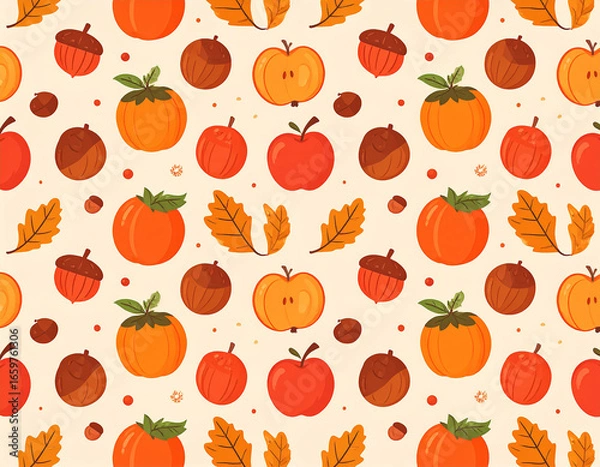 Obraz 가을 과일 배경 패턴