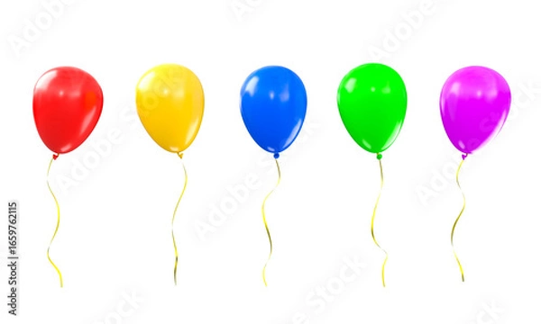 Fototapeta 3d colorful balloons floating isolated transparent background