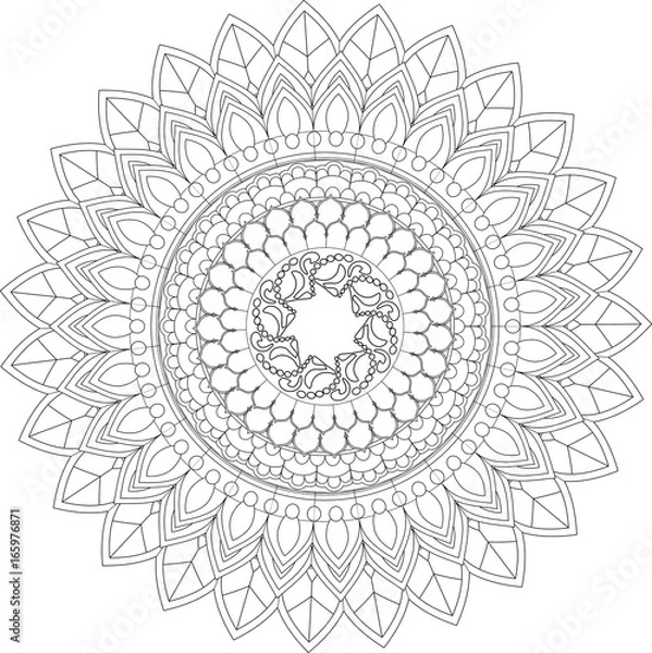 Obraz Vector decorative black and white mandala illustration