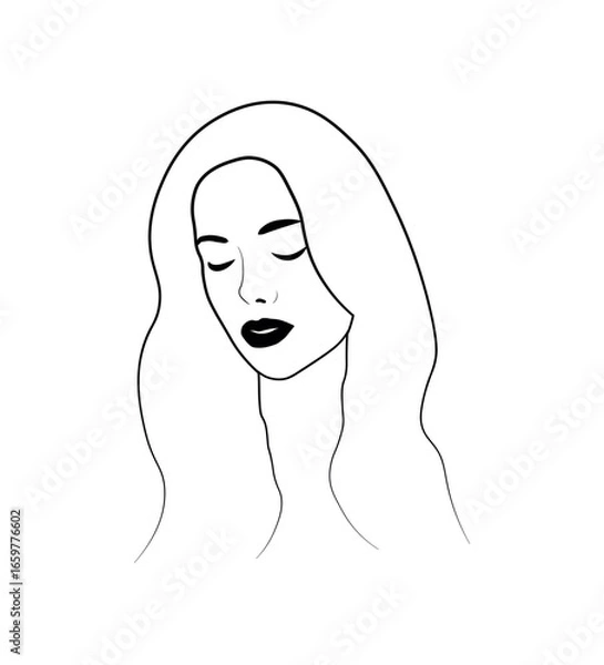 Obraz female face portrait hand drawing
