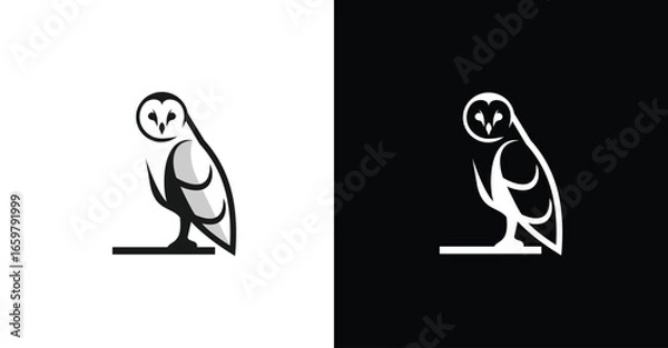 Obraz Black Owl Outline Simple Animal Symbol Graphic Black Background Illustration Design Logo