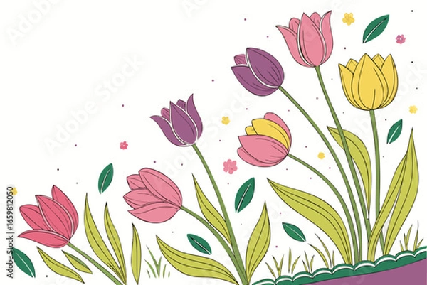 Fototapeta vector illustration of tulips