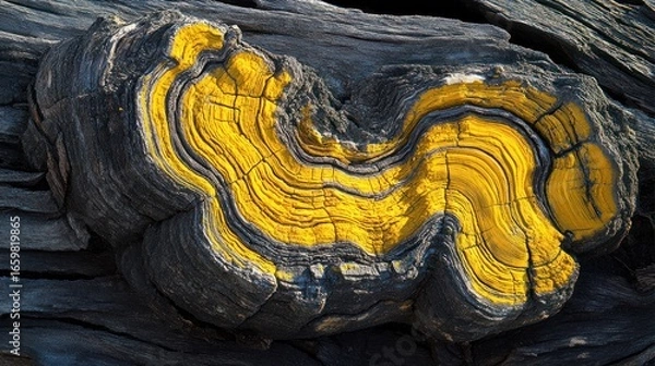 Fototapeta Abstract yellow and gray wood grain texture with organic pattern details