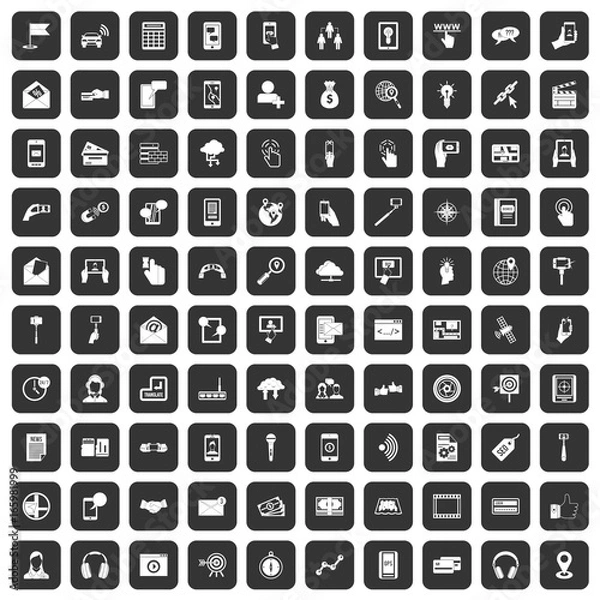 Fototapeta 100 mobile icons set black