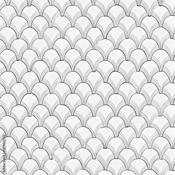 Fototapeta Dragon scale pattern, Japanese Seigaiha design. Traditional wave motif background