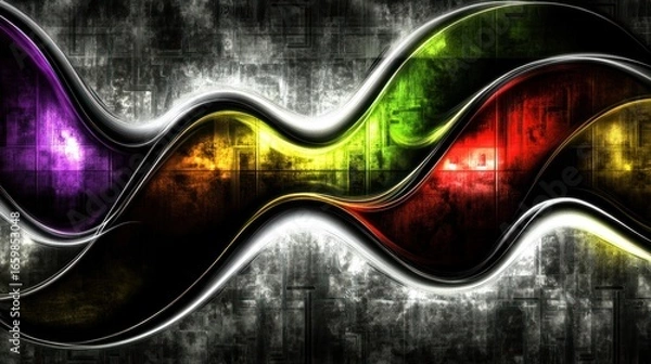 Fototapeta Vibrant wavy lines with a textured background, offering a striking and energetic abstract design