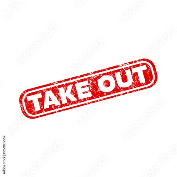 Obraz Take out - red grunge stamp