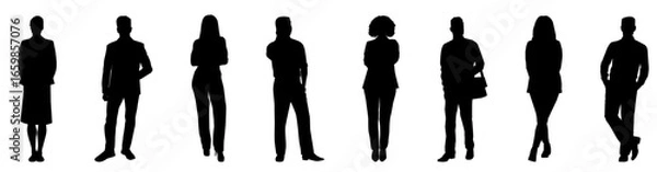 Obraz business people, men and women. set of  business people silhouettes. Businessman and businesswoman standing. 