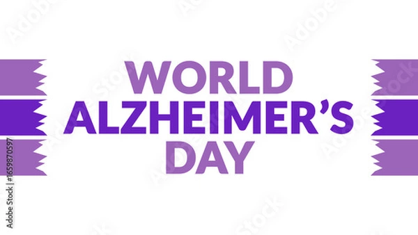 Fototapeta World Alzheimers Day text with side lines on a White background. Which is observed every year in September to celebrate and wish World Alzheimers Day.