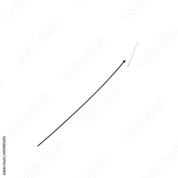 Fototapeta A sharp upward arrow symbolizing business growth and success, isolated on a white background.