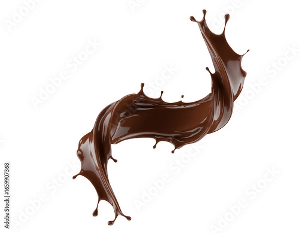 Obraz chocolate splash isolated on white background. 3d render