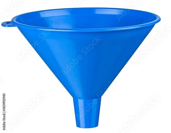 Fototapeta Blue plastic funnel with isolated.