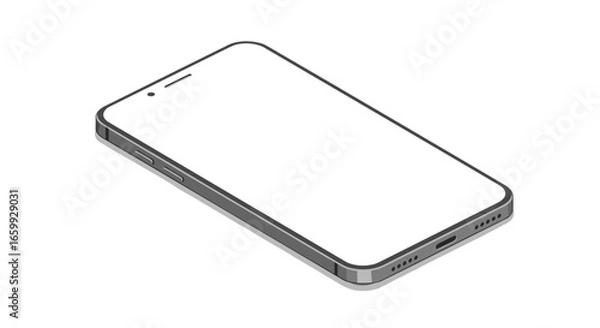Obraz Isometric smartphone with blank screen on white background