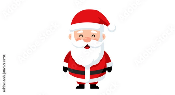 Fototapeta Cheerful santa claus in classic red suit with white beard