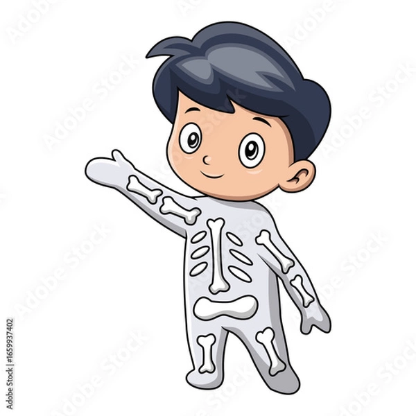Obraz Boy cartoon with costume skeleton