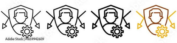 Fototapeta Health protection icon set in modern outline style for pandemic prevention, hospital dashboards, and global healthcare platforms, featuring multistyle stroke and full color variation set