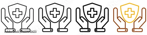 Fototapeta Injection time icon set in modern outline style for vaccination schedules, medical appointment systems, and healthcare reminders, featuring multistyle stroke and full color variation set