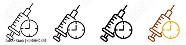 Fototapeta Vaccine passport icon set in modern outline style for international travel, digital health certificates, and global mobility apps, featuring multistyle stroke and full color variation set