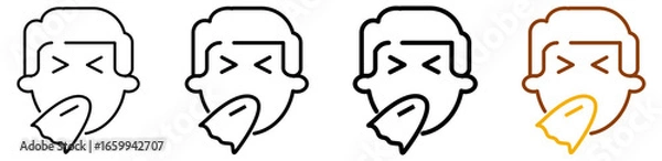 Fototapeta Flu immunization icon set in modern outline style for seasonal health programs, hospital platforms, and healthcare mobile apps, featuring multistyle stroke and full color variation set