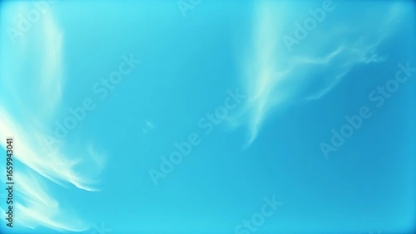 Fototapeta Vintage cyanotype sky with wispy cirrus clouds, evoking nostalgic memories with a soft azure gradient.