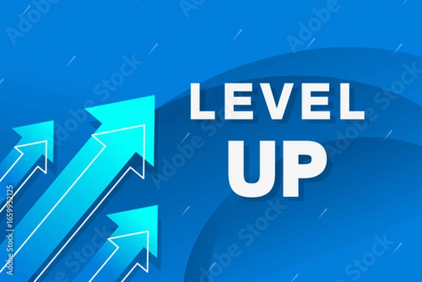 Fototapeta Level up with arrows isolated on dark background design concept for business and game vector illustration