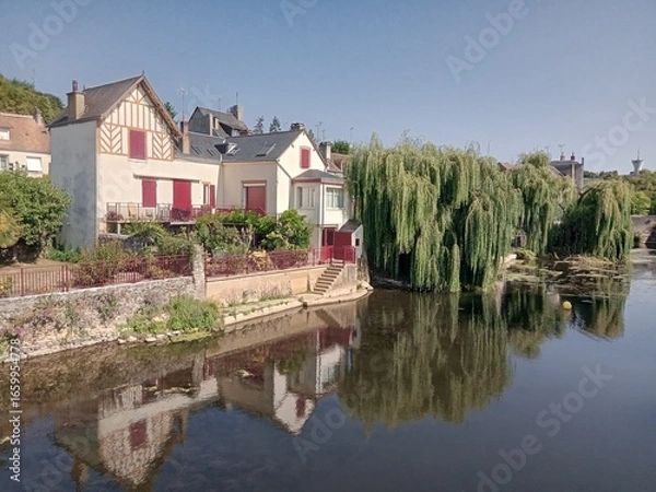Fototapeta Fresnay-sur-Sarthe, Sarthe, Pays de la Loire, France, Petite cité de caractère, Village préféré des Français