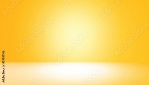 Fototapeta a bright and clean yellow gradient backdrop for product or presentation. This backdrop has ample copy space