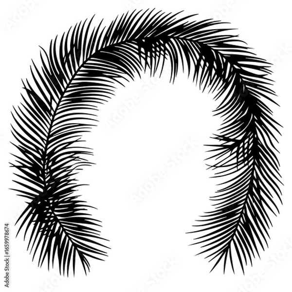 Fototapeta Curved palm leaf design featuring intricate details suitable for elegant decorations or tropical-themed projects