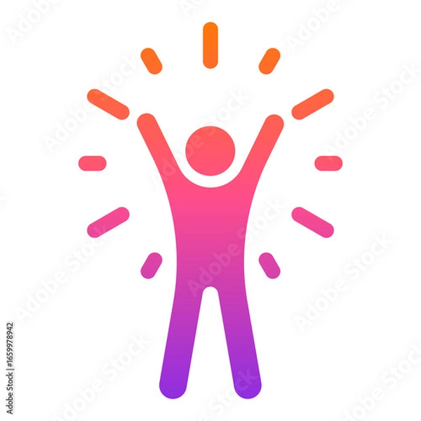 Fototapeta Celebrating Human Energy Icon with Gradient Rays for Wellness App and Motivation.
