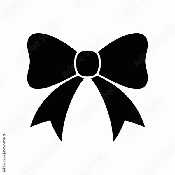 Fototapeta Bow silhouette design, black ribbon decoration, festive ornament, celebration symbol, gift wrapping accessory, elegant fashion embellishment
