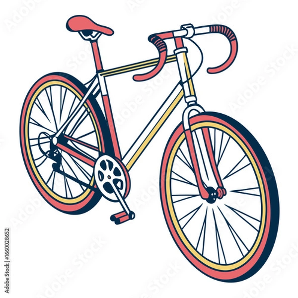 Obraz Stylish Bicycle Illustration A Vibrant Ride Through Design and Cycling