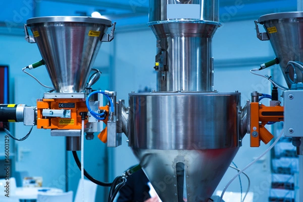 Obraz Concrete mixing silo, site construction facilities.