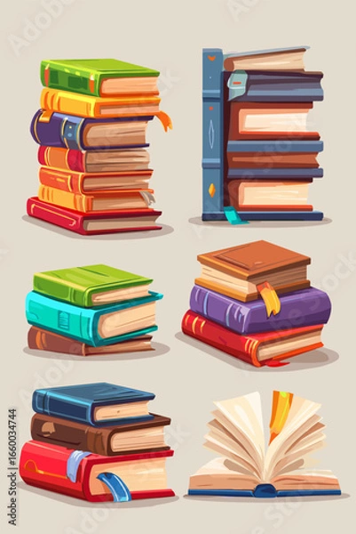 Fototapeta Colorful Stack of Books Collection for Education and Literature Themes