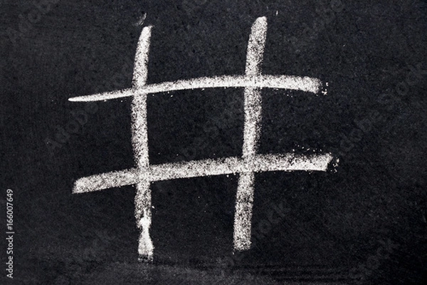 Fototapeta White chalk drawing as Tic Tac Toe blank shape on black board background