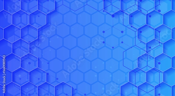 Fototapeta Blue Abstract Background with a Futuristic Honeycomb Hexagon Pattern