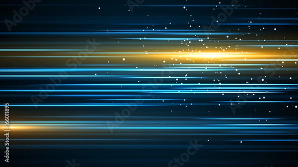 Fototapeta Światło i paski poruszające się szybko na ciemnym tle.