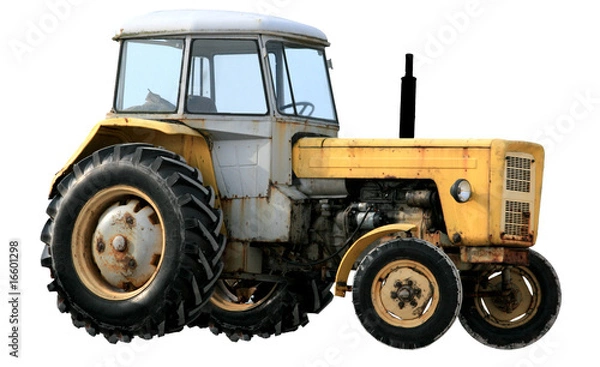 Obraz Yellow tractor isolated on white background