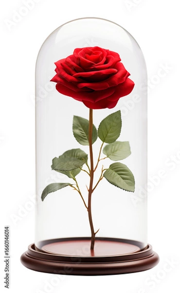 Fototapeta Preserved Red Rose on Glass Case Isolated on Transparent Background PNG
