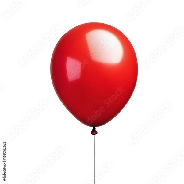 Fototapeta 赤い風船が白背景に浮かんでいます光沢のあるバルーンです装飾的な祝日のデザイン