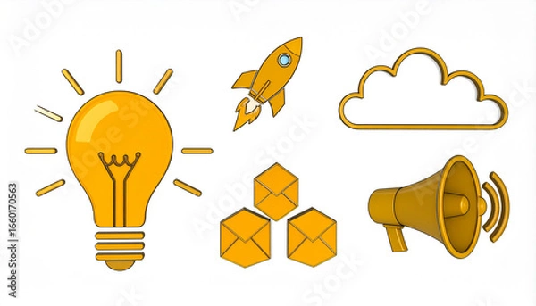 Fototapeta Collection of business and technology icons on white background