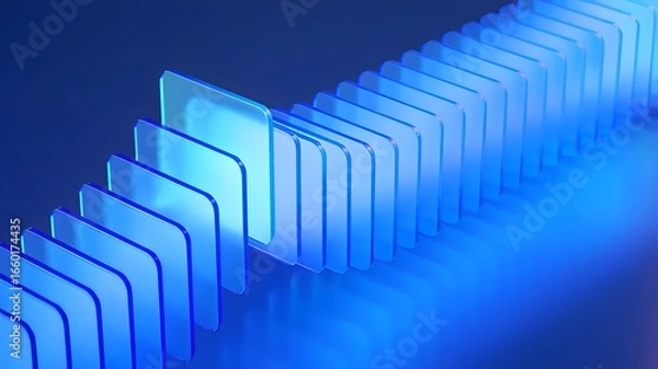 Fototapeta Abstract blue geometric shapes creating a futuristic digital flow