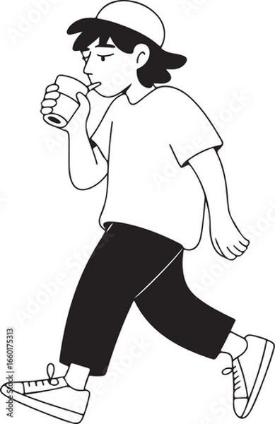 Obraz Person Walking Head Down with Phone