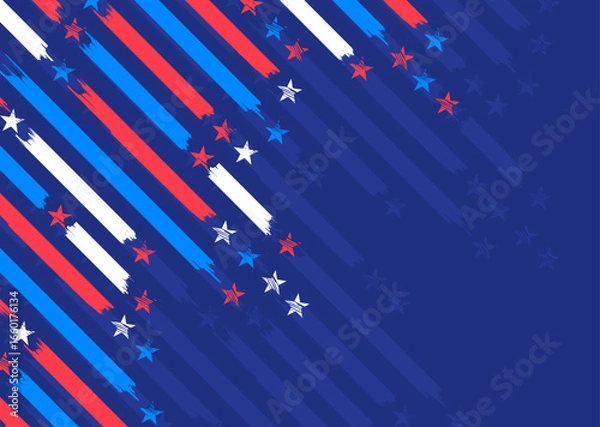 Fototapeta Modern USA stars and stripes patriotic abstract background, Dark blue color distressed American flag pattern template border for Holidays, Christmas, 4th of July, Business, Social Media, Sale, Ads