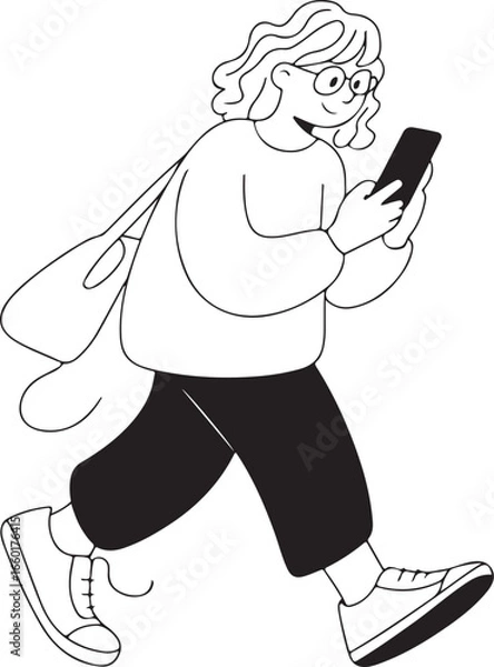 Obraz Person Walking with Phone